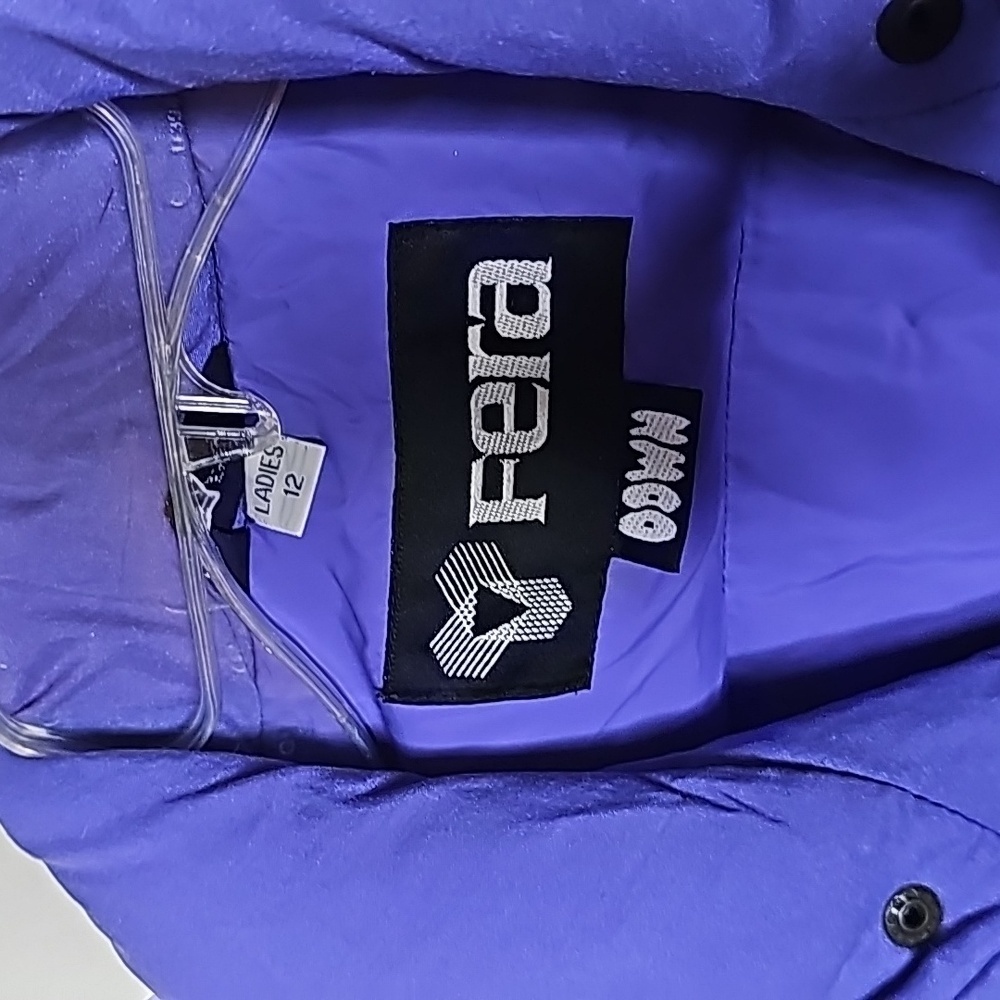 Vintage Fera 90's puffer down filled purple ski snow cold winter jacket sz 12 - Picture 2 of 6